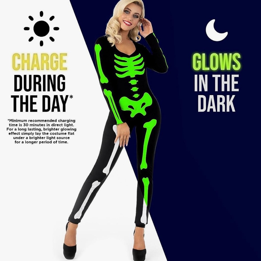 XL - Morph Costumes skeleton glow in the Dark NWOT